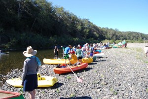 Paddlers getting ready at Pee Dee Station to Paddle on the Macleay 2013